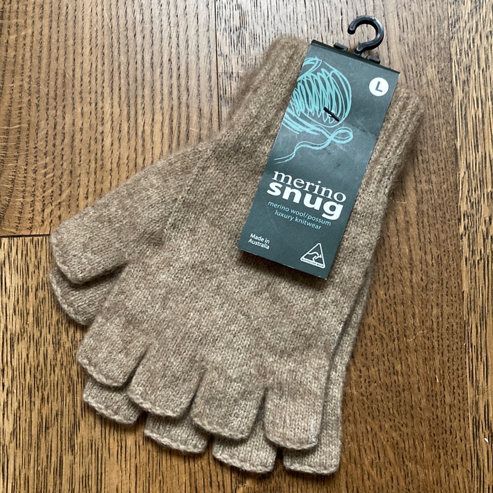 Merino Wool Luxury Fingerless Gloves Size L